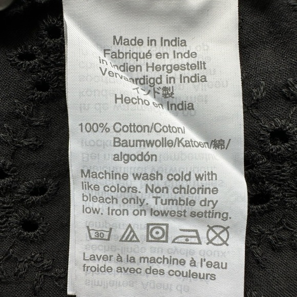 Madewell Eyelet Ruffle Sleeve Bib Top Black Button Down Size Medium - Picture 11 of 12